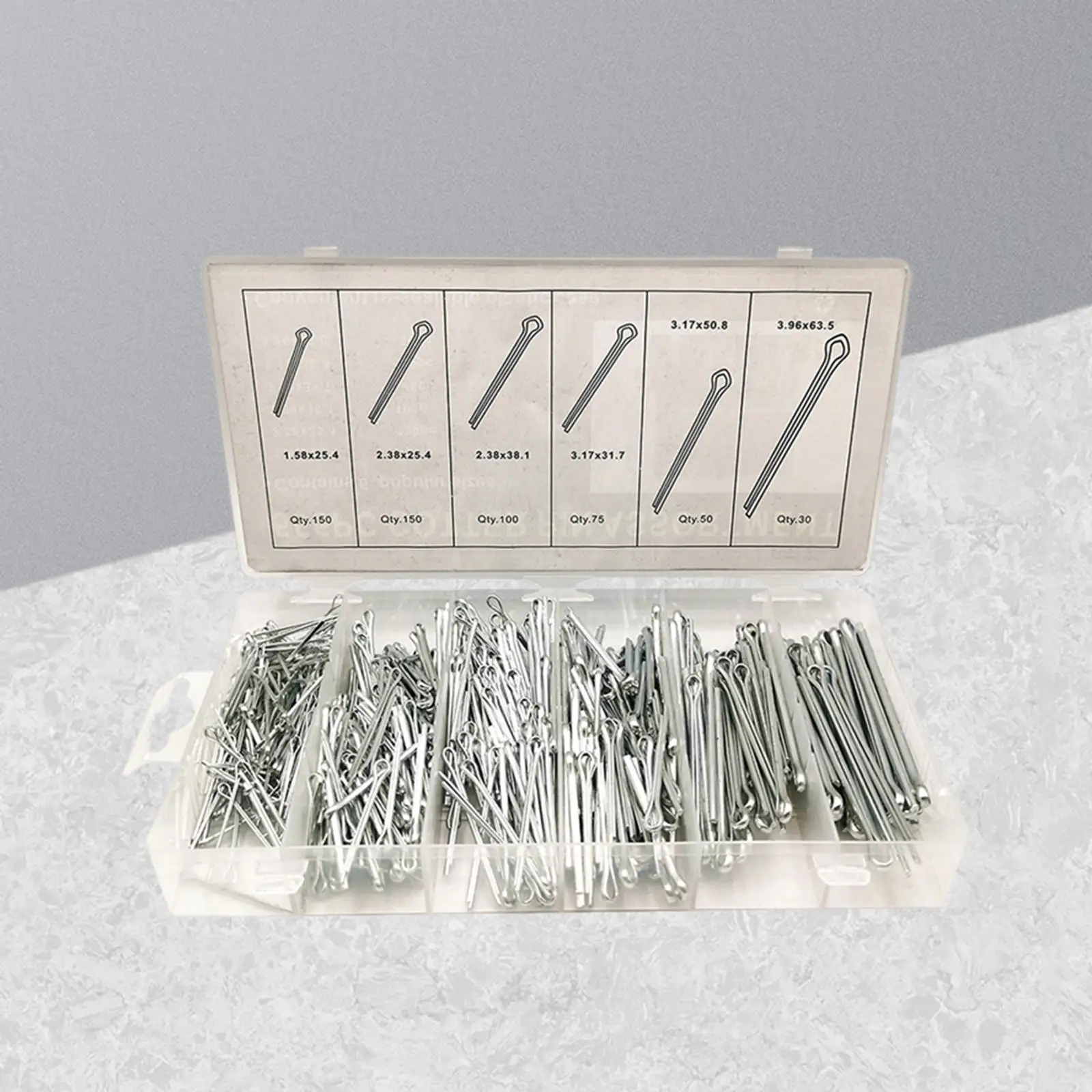 

555Pcs Zinc Plated 6 Popular Sizes Cotter Pin Assortment Kit, Heavy Duty
