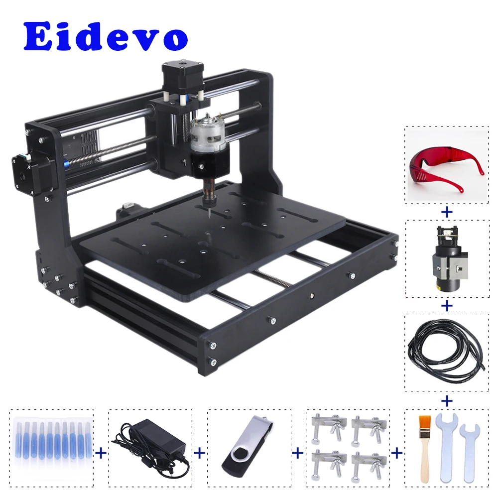 Фрезерный станок по дереву с ЧПУ Eidevo CNC3020 и лазерный гравер 40 Вт встроенный GRBL 1.1f A5