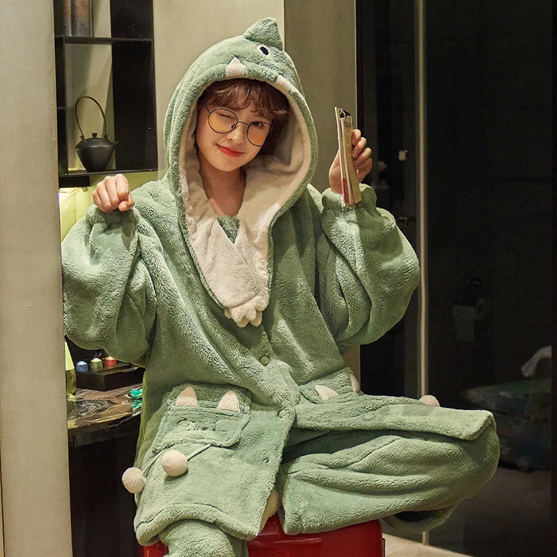 

2020 New Arrival Winter Warm Flannel Women Pyjamas Sets Thick Coral Velvet Long Sleeve Sleepwear Flannel Pajamas Set Girl