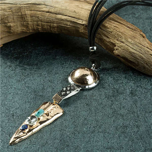 Золотая богемная Большая подвеска длинные массивные ожерелья подвески