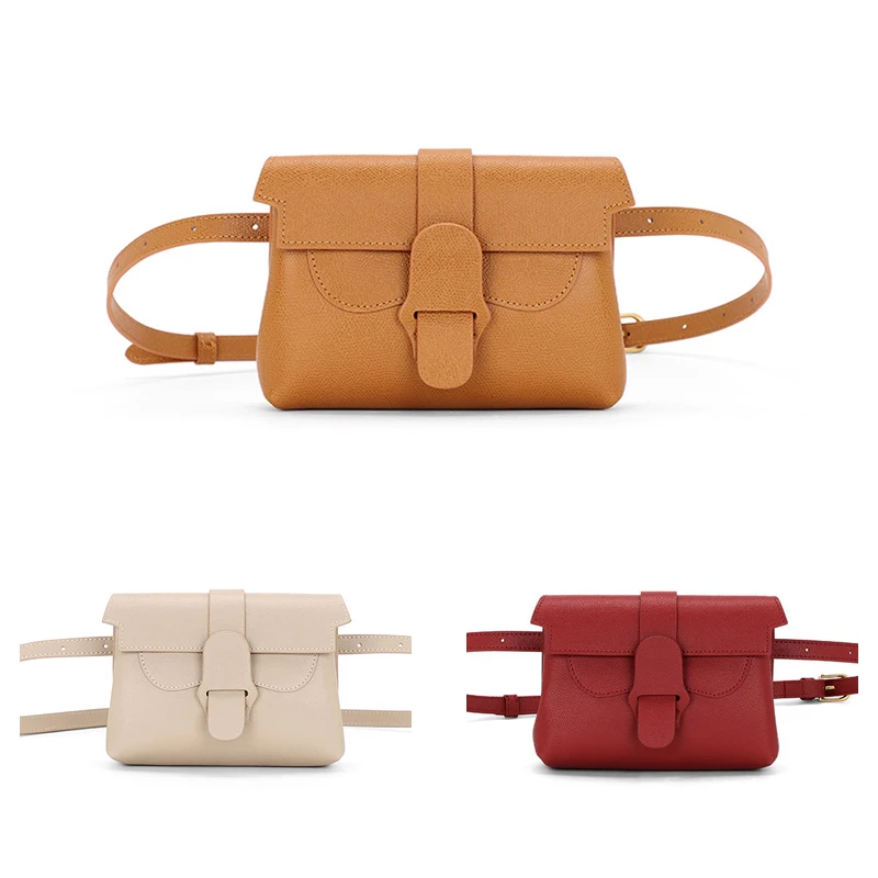 Стильная Кожаная поясная сумка новинка 2020 женская мессенджер нишевого бренда в