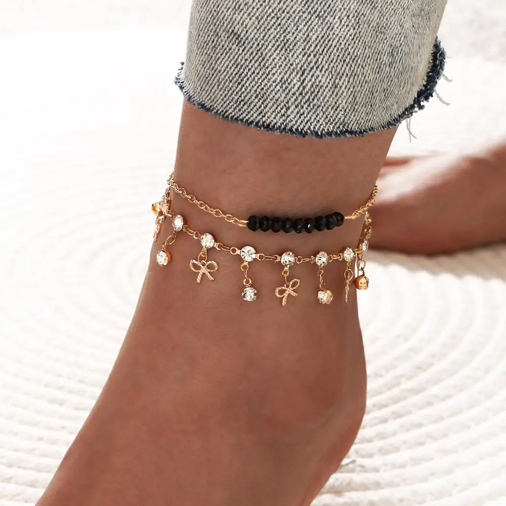 Новые ювелирные изделия модный браслет на ногу из сплава с бантом для пляжа