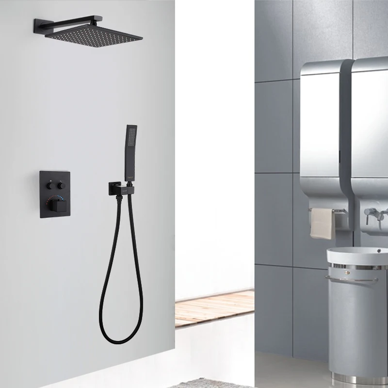 Новая кнопка латунный набор для душа ванной комнаты матовый черный дождевой