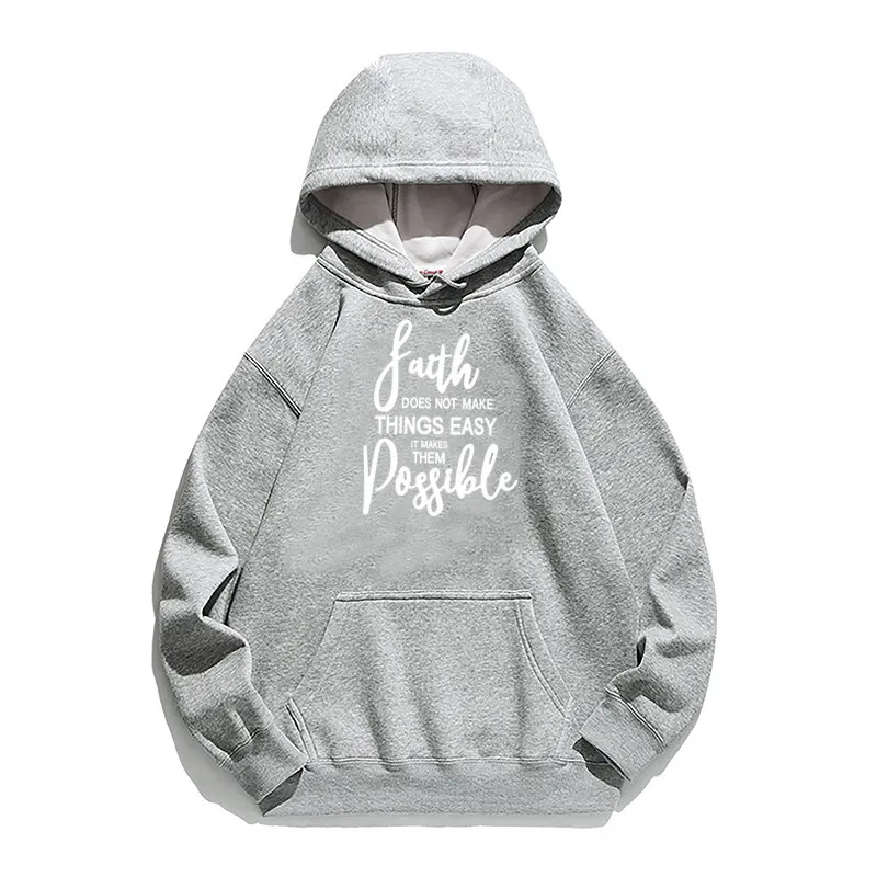 

Women Hoodie Faith Letter Printed Hoodies Women Fleece Long Sleeve Loose Sweatshirt with Hat Girls Pullovers Winter