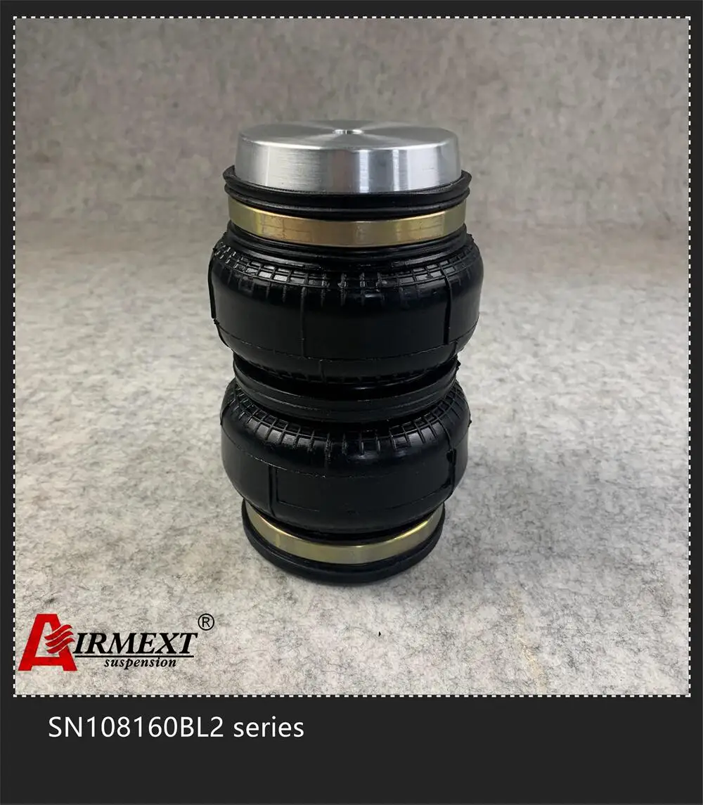 Фирменная подвеска SN108160BL2-BD1 с резьбовым штоком M50*1.5, гибким резиновым воздушным пружином Double convolute и воздушным шок-абсорбером на подушке.