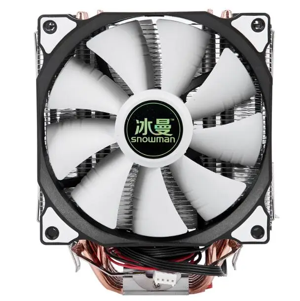 black and white Снеговик 4PIN кулер для процессора 6 тепловых труб двойные вентиляторы охлаждения 12 см вентилятор LGA775 1151 115x1366 Поддержка Intel AMD - Цвет лезвия: black and white