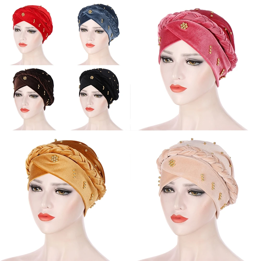 

NEW 2021 Women Lady Muslim Braid Head Hijab Turban Wrap Cover​ Cancer Chemo Cap Hats