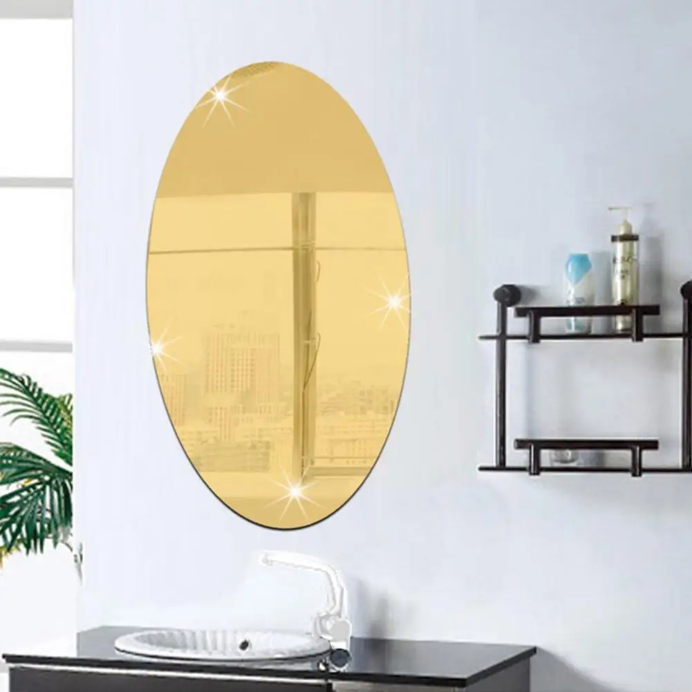 

Wall Mirror Stickers Makeup Mirrors Stickers Bathroom Acrylic Art Shower Black Door Silver Decoration Gold Dressing Home X0e7
