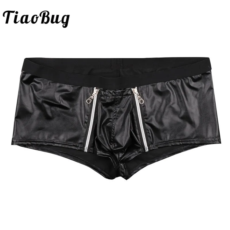 TiaoBug мужские купальники черная искусственная кожа застежка утолщенные трусы