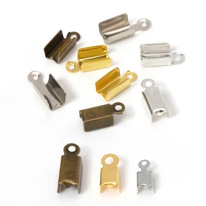 200 шт Металлические концевые заглушки для кожаного шнура позолоченныепосеребренные обжимные разъемы для изготовления ювелирных изделий DIY оптом