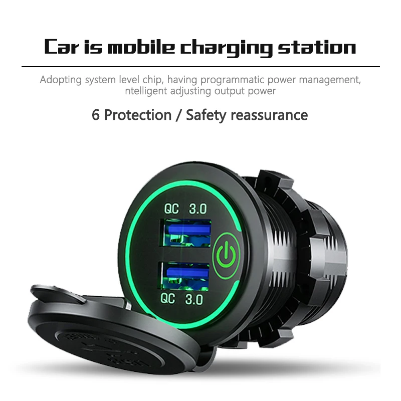 Vechle быстрое зарядное устройство 12 В/24 В разъем QC3.0 с двумя USB портами для телефона