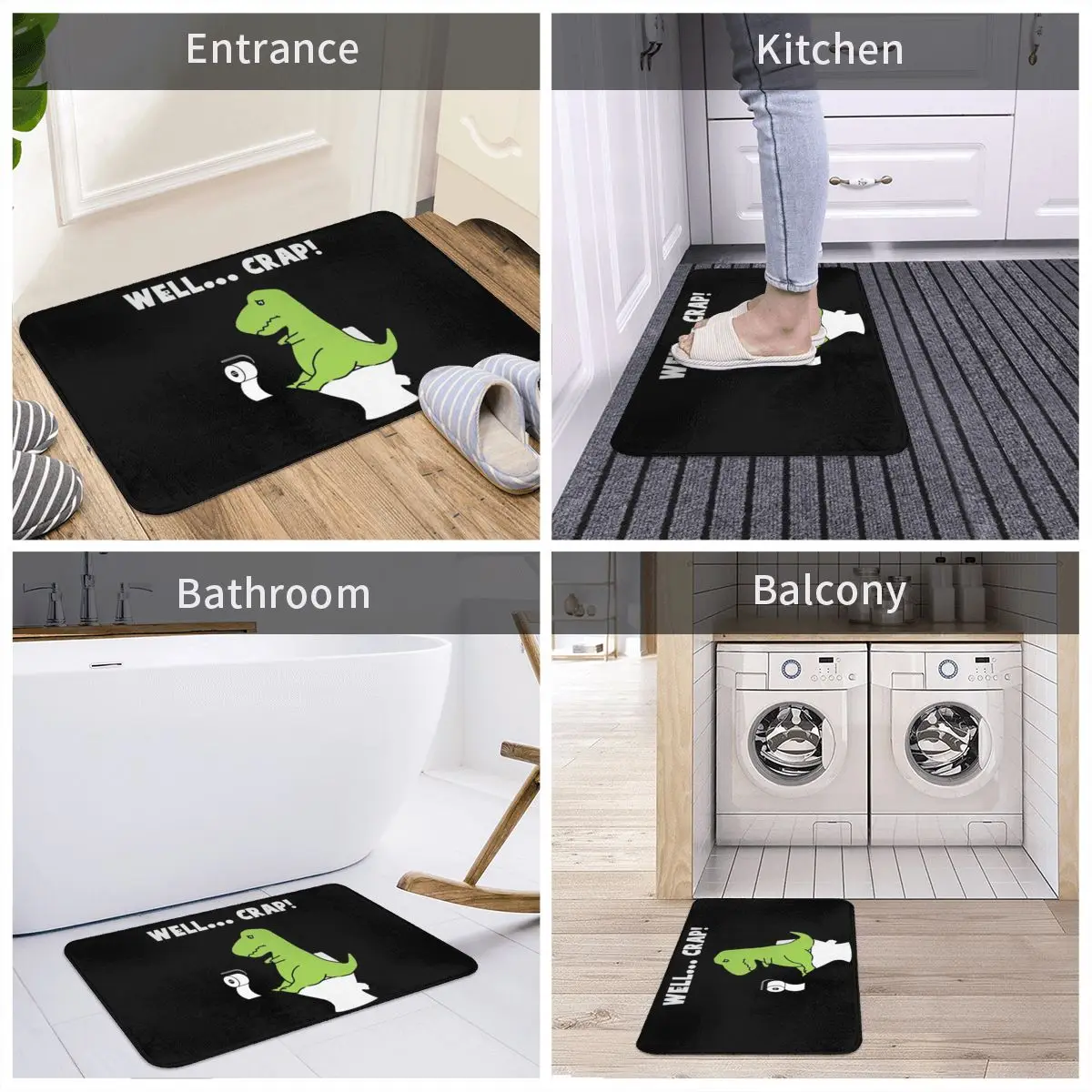 Well Crap T-Rex Struggle Doormat Rug carpet Mat Footpad Bath mat Polyester Anti-slip Entrance Kitchen Bedroom Washable removal |