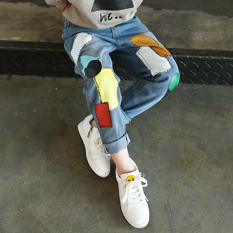 Короткие повседневные однотонные детские джинсы с эластичной резинкой на талии