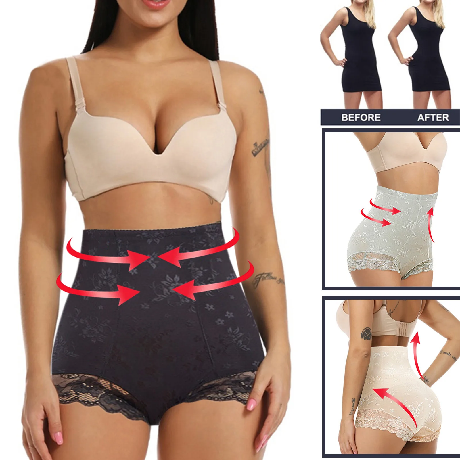 

Утягивающие живот трусики, утягивающие живот и ягодицы, Корректирующее белье, Утягивающие шорты с высокой талией, утягивающие бедра трусик...