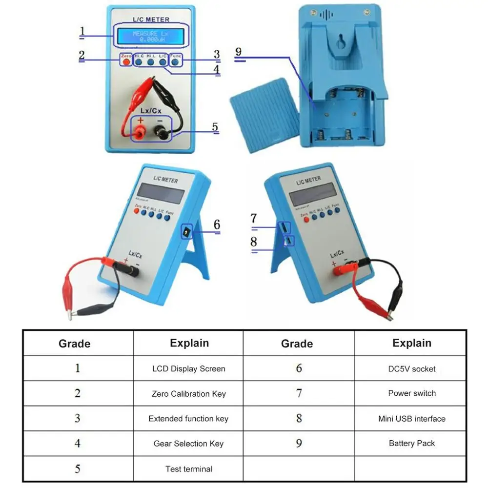 Цифровой ЖК дисплей постоянной ёмкости универсальный Конденсатор измеритель LC