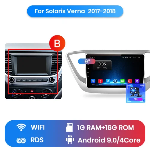 WIFI (1GB 16GB) B Junsun 2 г+ 32 Android 8,1 4 автомобиля радио мультимедиа видео плеер gps навигации для hyundai Verna din головное устройство нет dvd - Цвет: WIFI (1GB 16GB) B