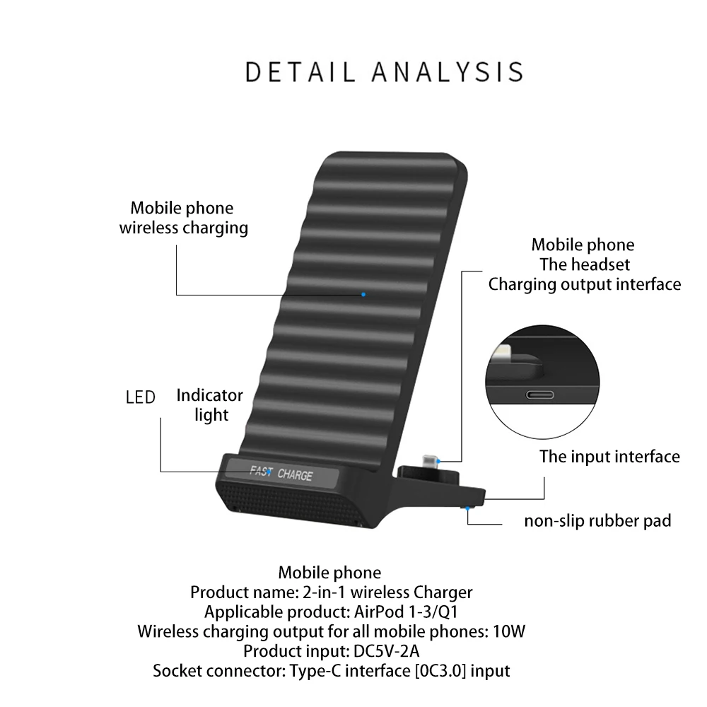 

Desktop wireless charger 20W Vertical 2-in-1 Wireless Charger Fast Charger Stand Phone Holder