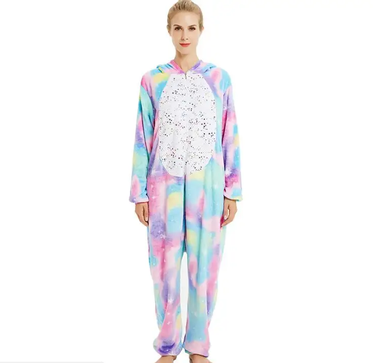 Новинка фланелевые кигуруми Комбинезоны для взрослых со звездами единорогом