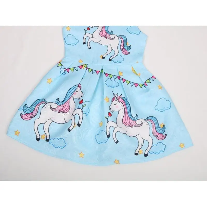 Летнее платье принцессы для девочек милое детское розовое с мультяшным