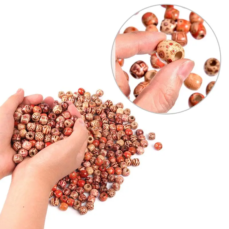 50 шт Смешанные Окрашенные барабаны деревянные бусины для волос дреды плетение DIY