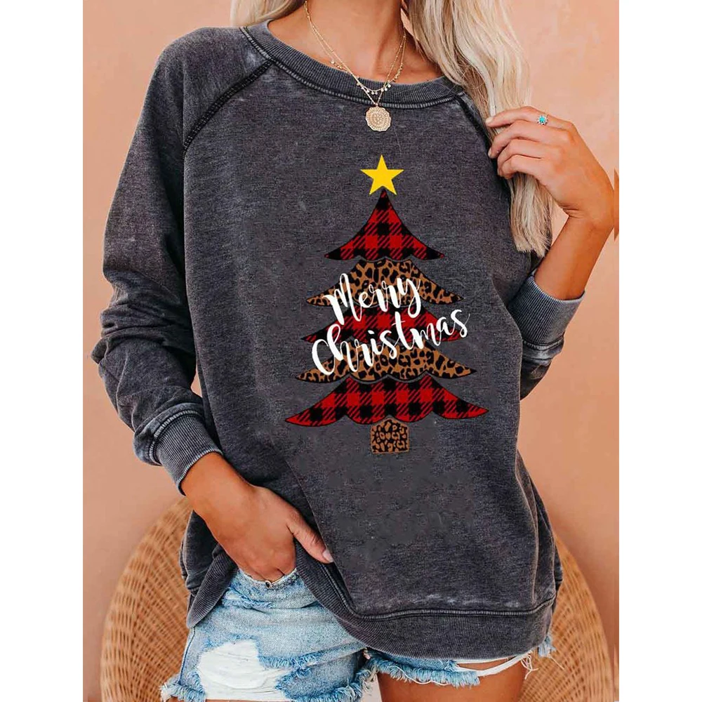 

DiiWii Women Lady Girl New Girls Christmas Print Top Round Neck Long Sleeves Casual Autumn Winter Hoodie