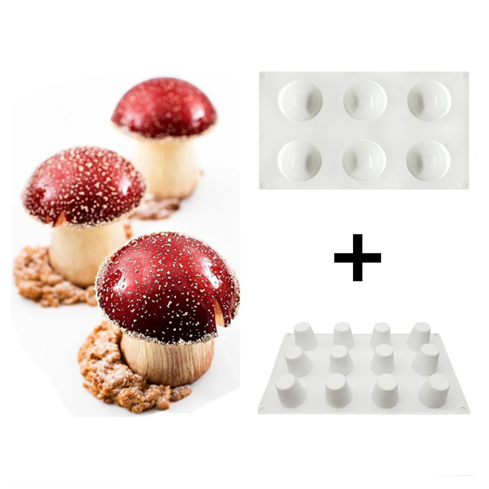 

6/8 Cavities Mushroom Shape Silicone Mold Half Round Cake Mould Cone Mousse Dessert Decorating Tools Kitchen Accessories