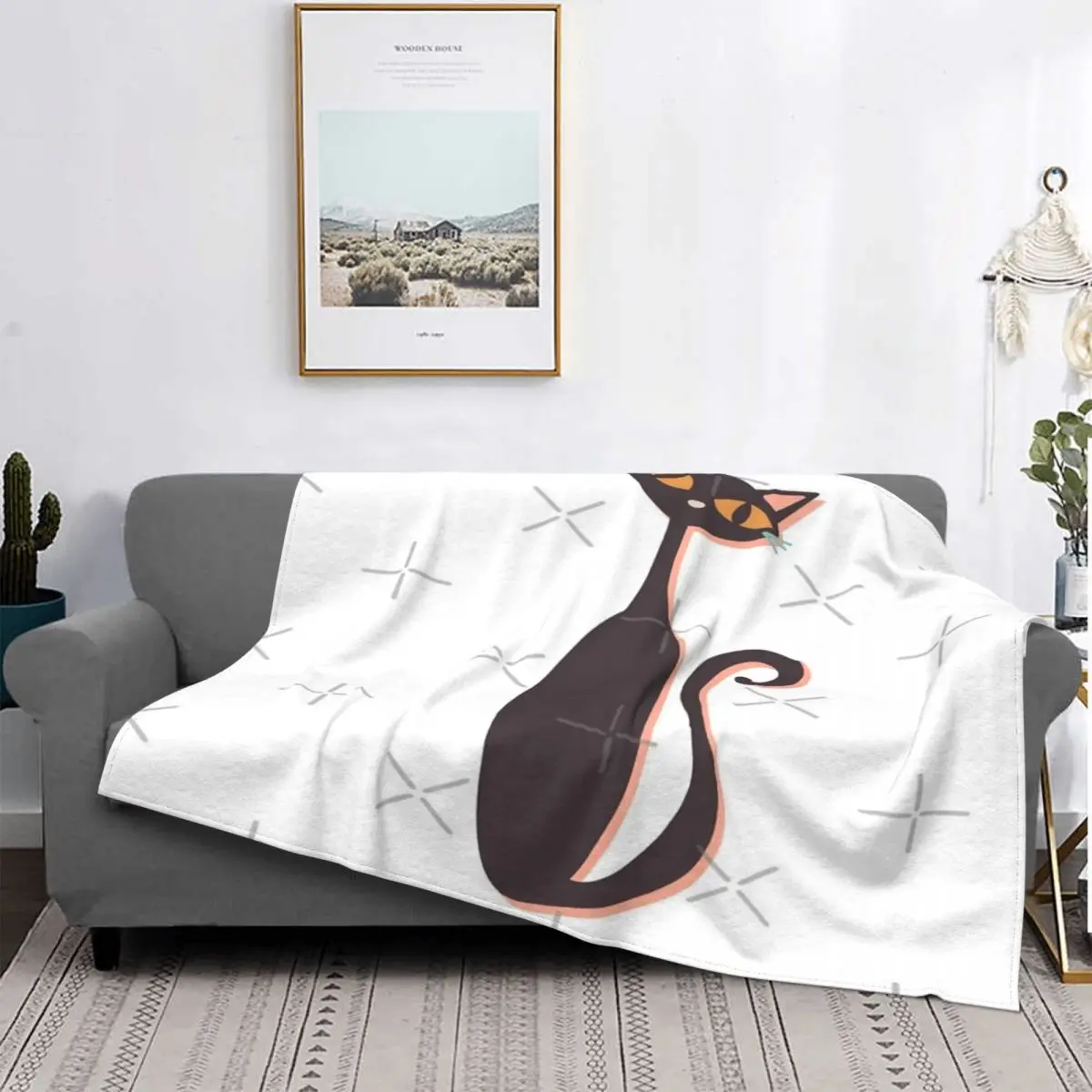 

Cool Cat 2-Manta de muselina a cuadros para cama, cobertor de playa con capucha, ropa de cama y fundas