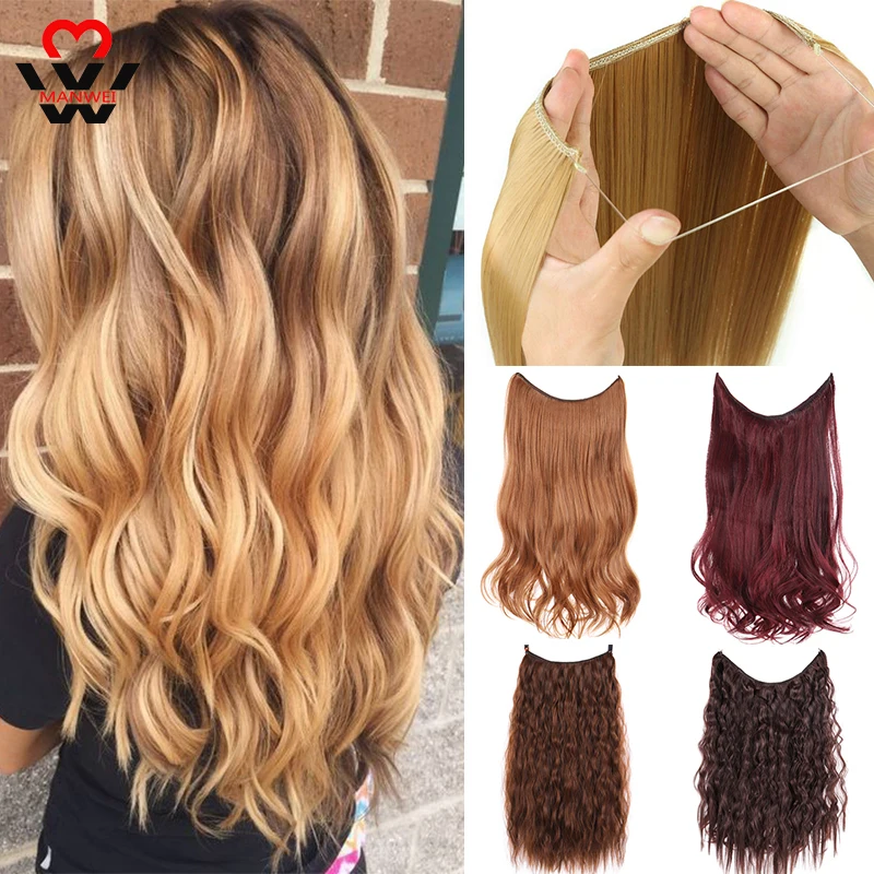 MANWEI невидимая проволока Halo наращивание волос каникалоны волосы кусочки тела без