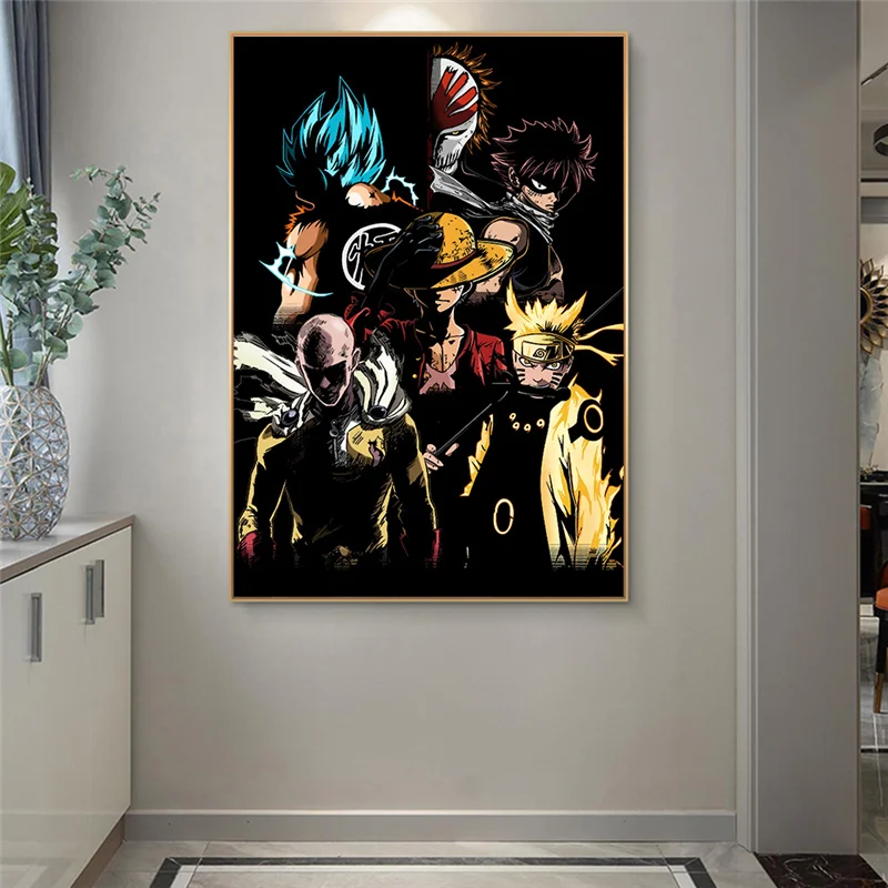 

One Piece Canvas Wall Art Home Decoration Paintings Japanese Anime Posters for Living Room Modern Luffy Pictures HD Print
