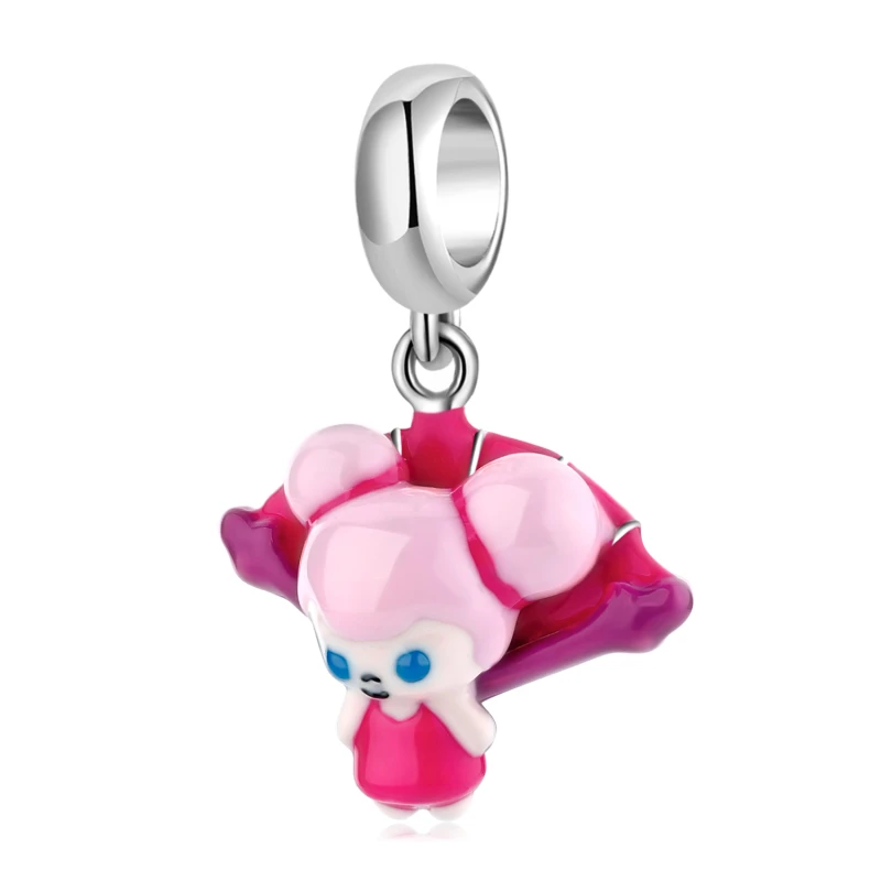 

Подвеска в виде игрового персонажа Xiao Qiao, Оригинальная дизайнерская подвеска-Шарм для изготовления браслетов из серебра, розово-красной эм...
