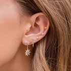 Оптовая продажа, Стерлинговое Серебро 925 пробы, минимальный тонкий мини цветок маргаритки, cz, гвоздики 5А, кубический цирконий, изящные маленькие 925 серебряные серьги-шпильки