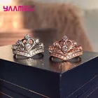 Королева Принцесса Корона Кольца для женщин Женские Твердые 925 пробы серебро AAA кубический циркон ручной работы Свадебные обручальные ювелирные изделия