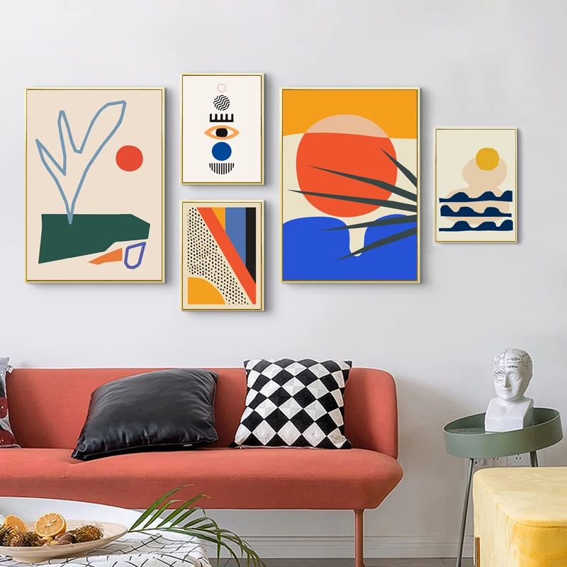 

Abstract Geometric Imagination Sun Mountain Landscape Posters Wall Art Picture Minimalist Canvas Posters And Prints Room Decor