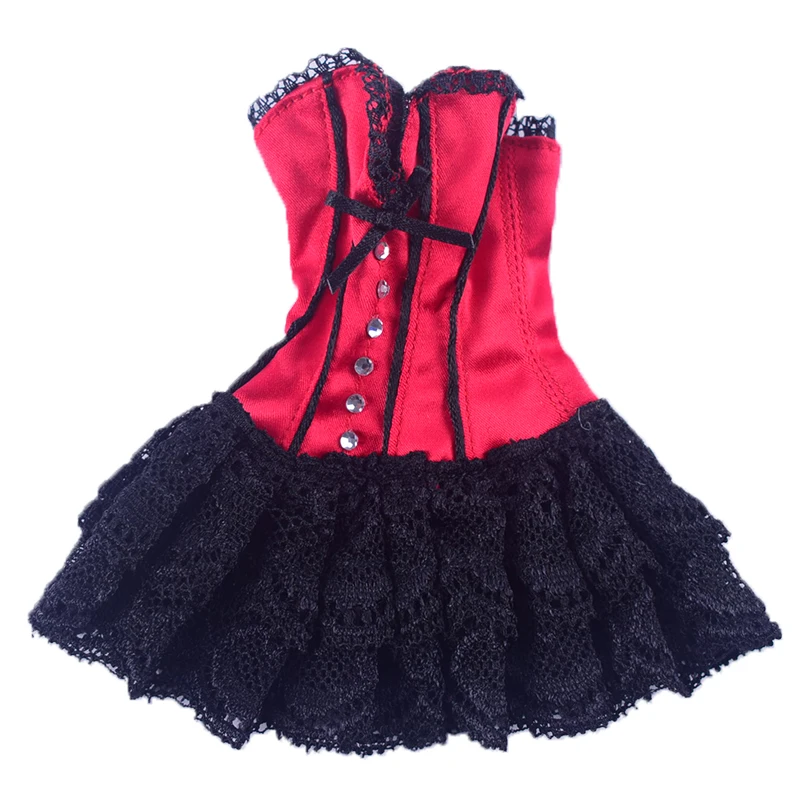 

1/6 Scale Female Clothes Women's Sexy Red Corset Dress Tight Short Skirt Model Tube Top Skirt For 12'' Inch Action Figure Body