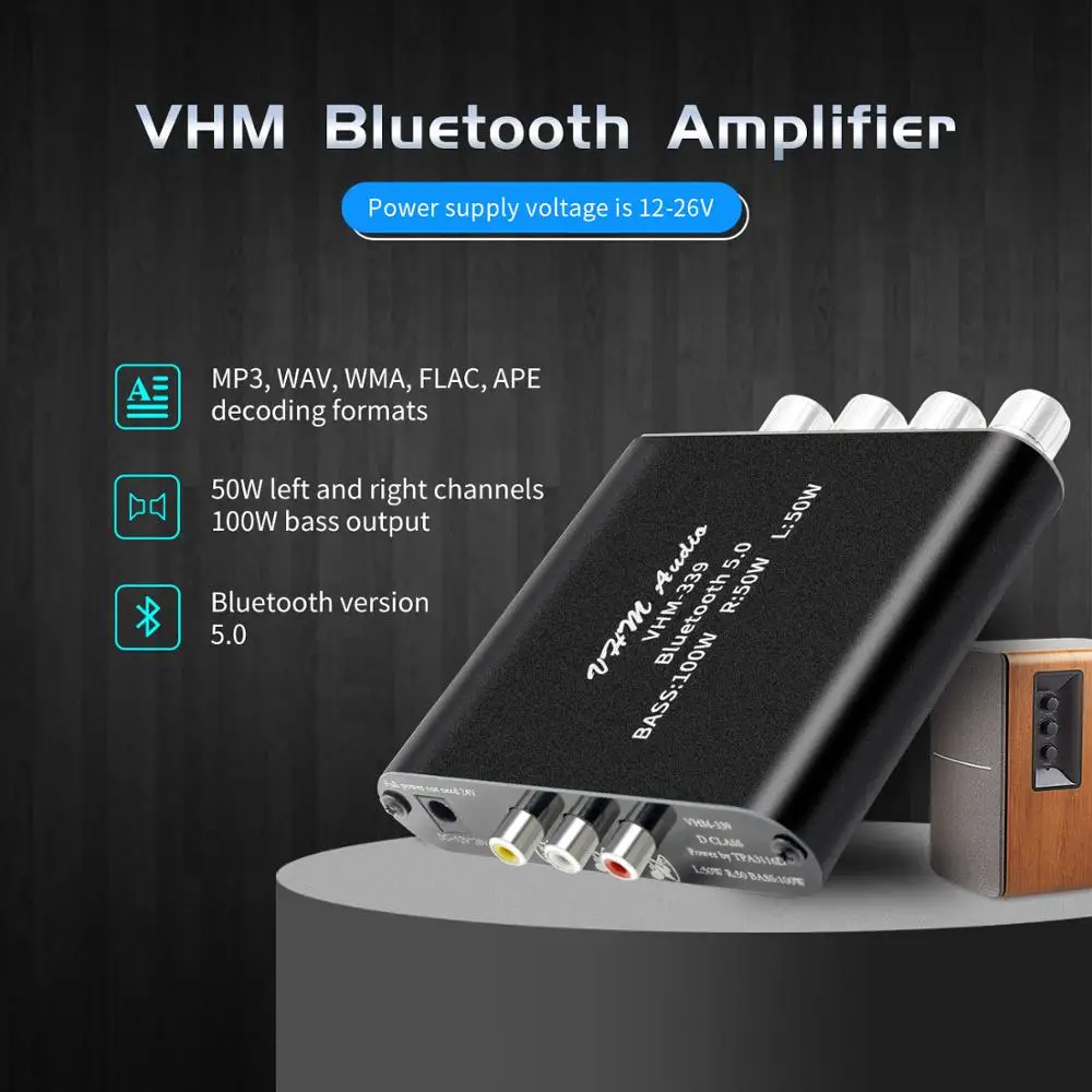 VAORLO 2*50 Вт + 100 Bluetooth 5 0 цифровой усилитель мощности TPA3116D2 HIFI стерео аудио TPA3116 Класс D
