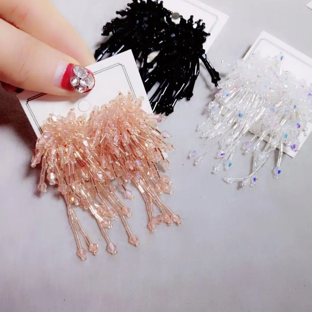 Модные длинные висячие серьги с бусинами богемные женские кисточками вечерние