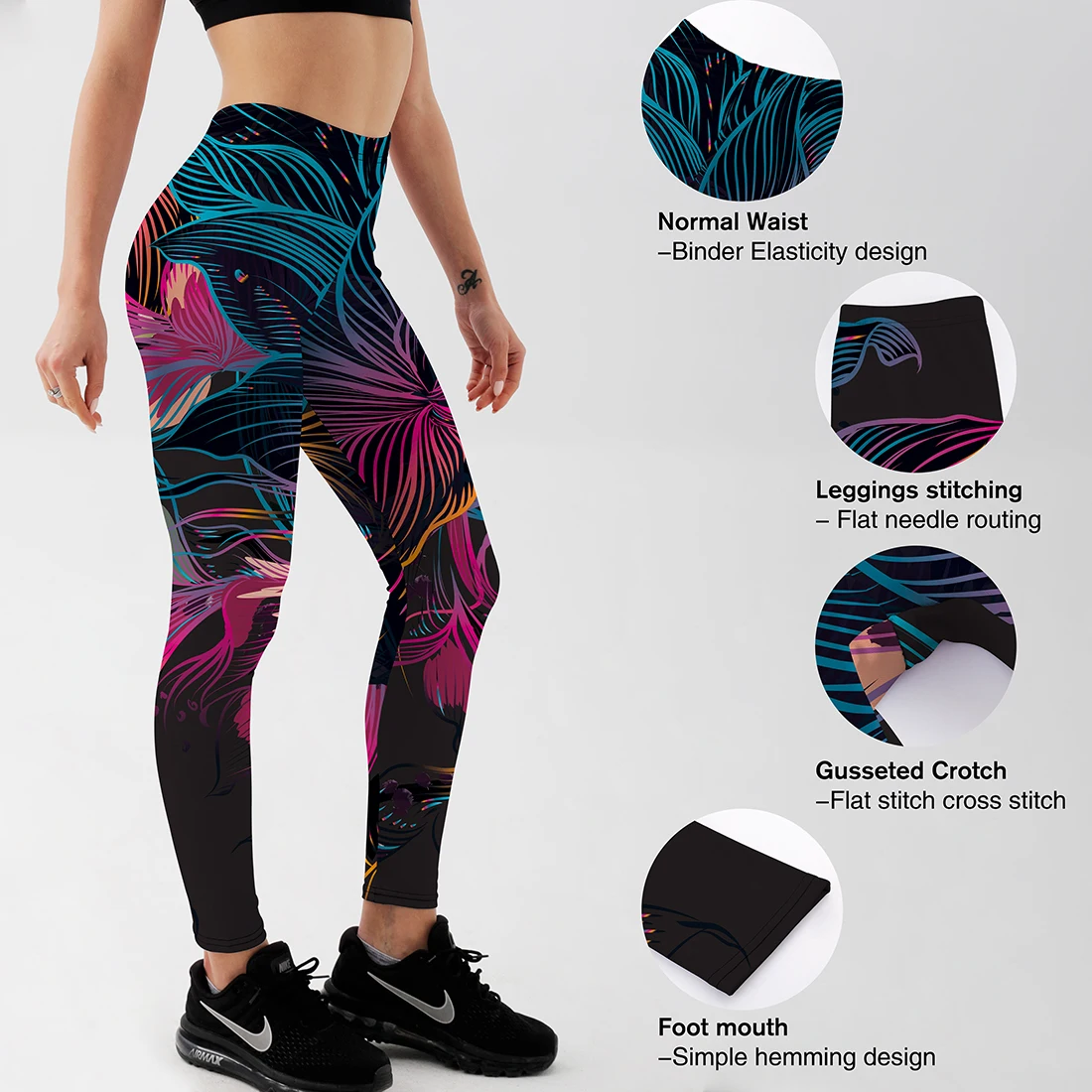 Qickitout New Fashion Women Leggings Floral Petal Digital Color Printed Sexy Workout Fitness Pants Casual Streetwears | Женская одежда
