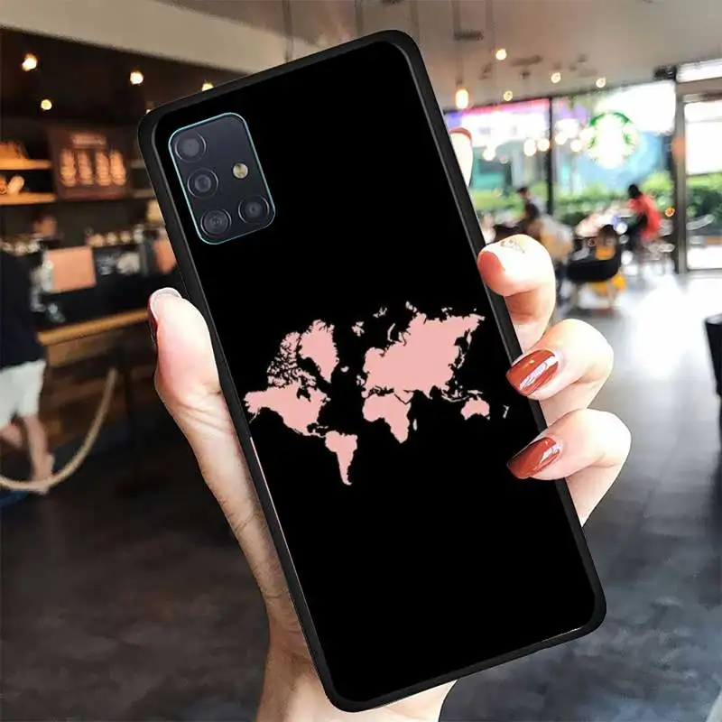 

Simple Line World Map Phone Case For Samsung A10 A12 A02 A20E M30 A31 A32 A40 A50 S A52 A51 A70 A71 A80 Cover Fundas