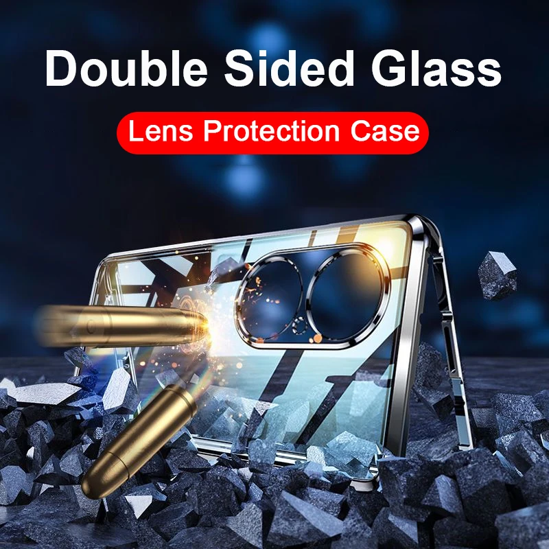 

360 Magnetic adsorption Double-sided Tempered Glass Protection Cases For Huawei Honor 50 Pro SE P30 P40 P50 Nova 8 9 Phone Cover