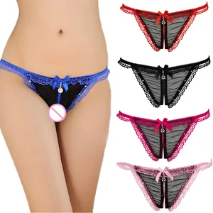 Женские сексуальные трусики, прозрачное кружевное украшение с подвеской, G-стринги с открытой промежностью, экзотическое нижнее белье без промежности, сексуальное белье, стринги с низкой посадкой