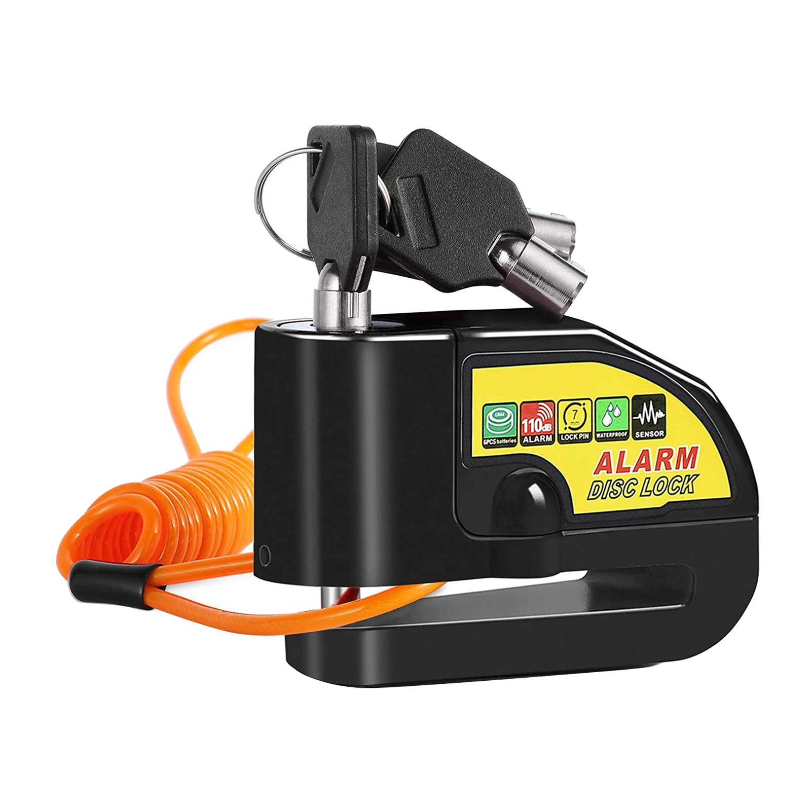 

Motorbikes Disc Brake Lock Alarm for Brake Rotor & Reminder Cable, Stylish