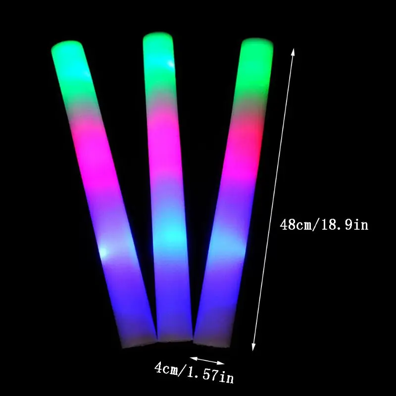 

30 Pcs Light-Up Foam Sticks LED Soft Batons Rally Rave Glow Wands Multicolor Cheer Flashing Tube Concert for Festivals Birthdays