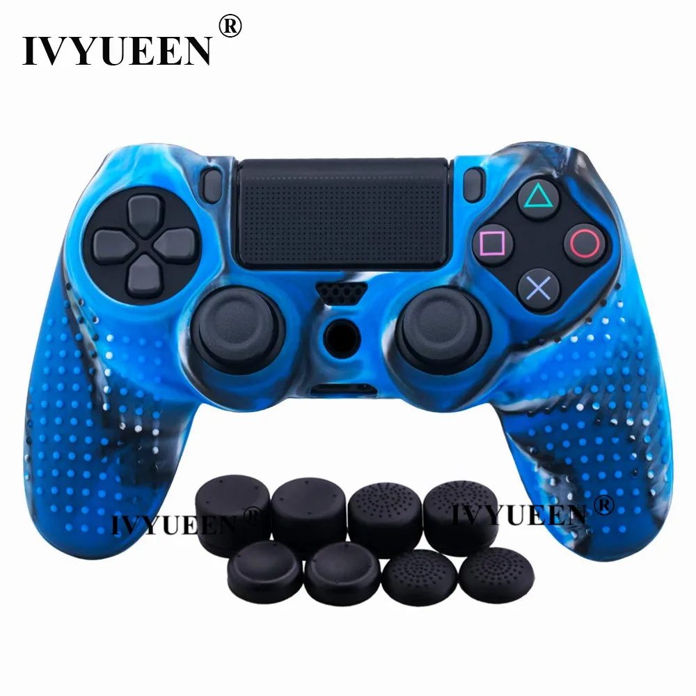 Blue Camo IVYUEEN для playstation 4 PS4 Pro тонкий силиконовый гелевый чехол-накладка с 8 аналоговыми ручками - Цвет: Blue Camo