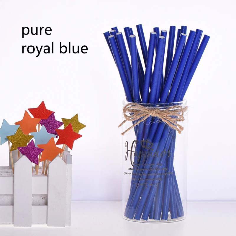 royal blue 25 шт. бумажные соломинки, Топпер для торта, для детей, для мальчиков, с днем рождения, для вечеринки, Декор, детский душ, свадебные принадлежности, одноразовая трубочка для питья - Цвет: royal blue