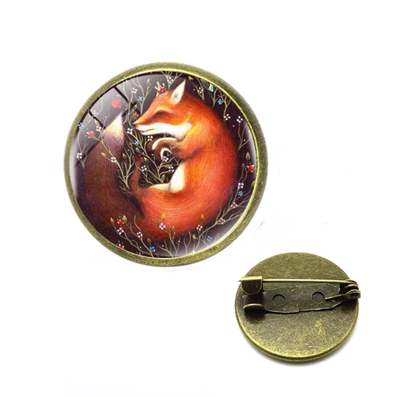 Классический стиль Винтажная брошь Лисичка булавки Ювелирное стекло лесное