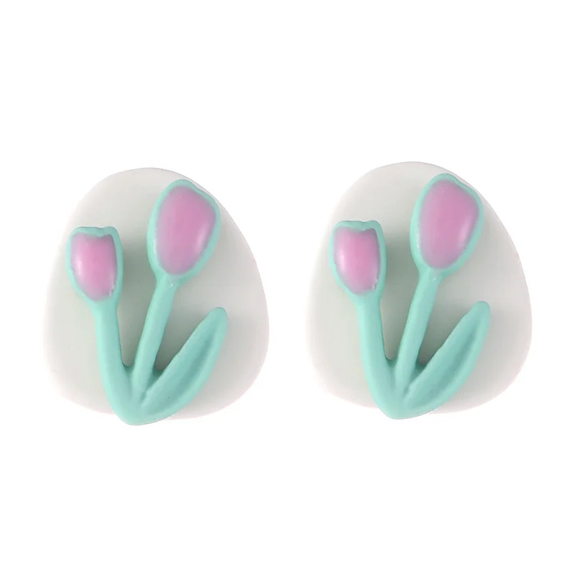 

Summer White Blue Fashion Flower Tulip Earrings 2021 New Trendy Women Ear Stud Jewelry Female Simple Accessories