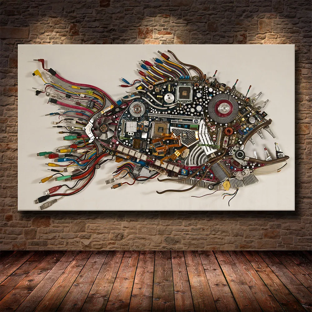 Пиранья креативная HD-печать Картина на холсте декоративная картина украшение