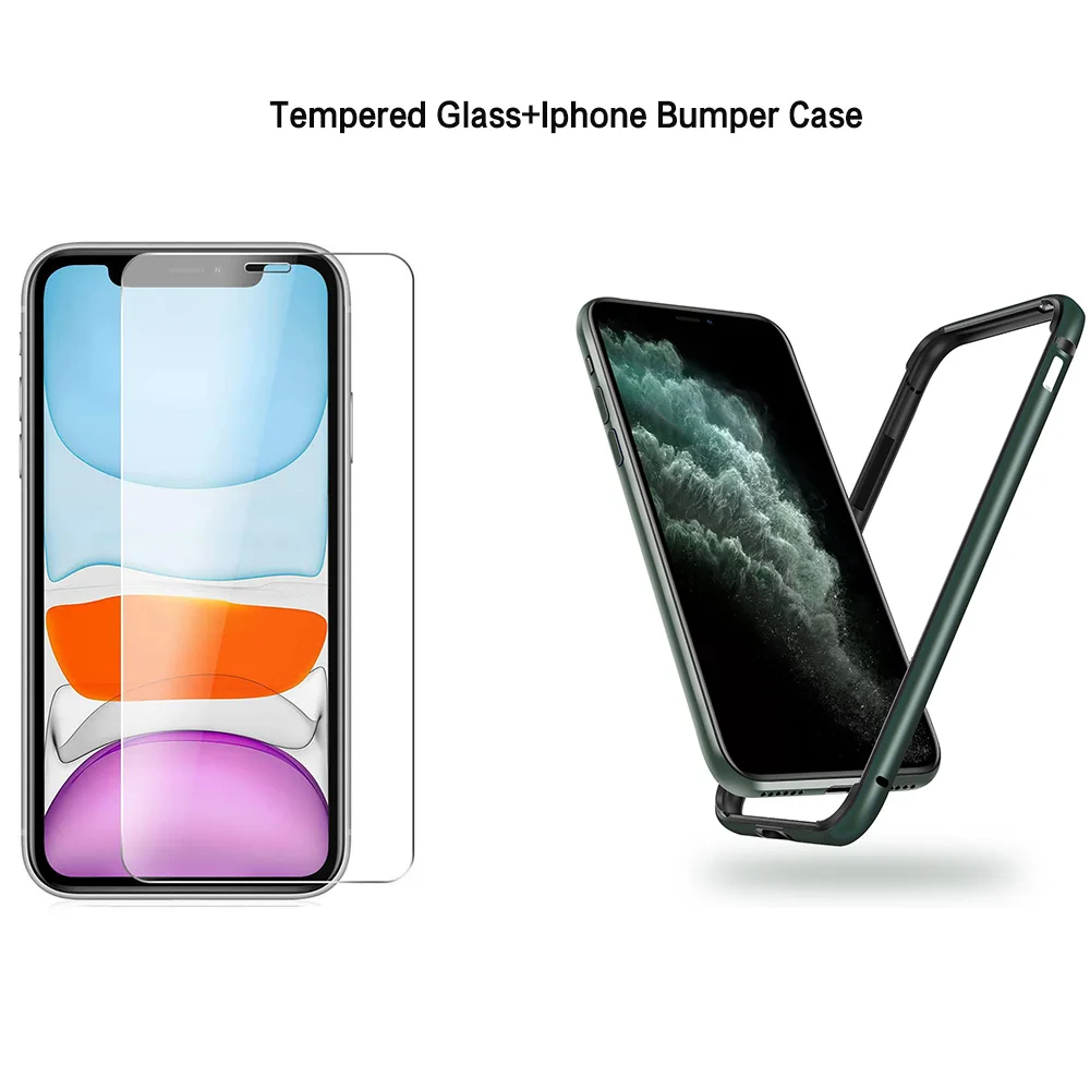 Mightnight Green Чехол-бампер для Iphone 11 Pro Max XS MAX XR X 7 8 Plus, чехол-бампер, жесткий тонкий бампер, мягкий ТПУ, внутренняя рамка, аксессуары - Цвет: Mightnight Green