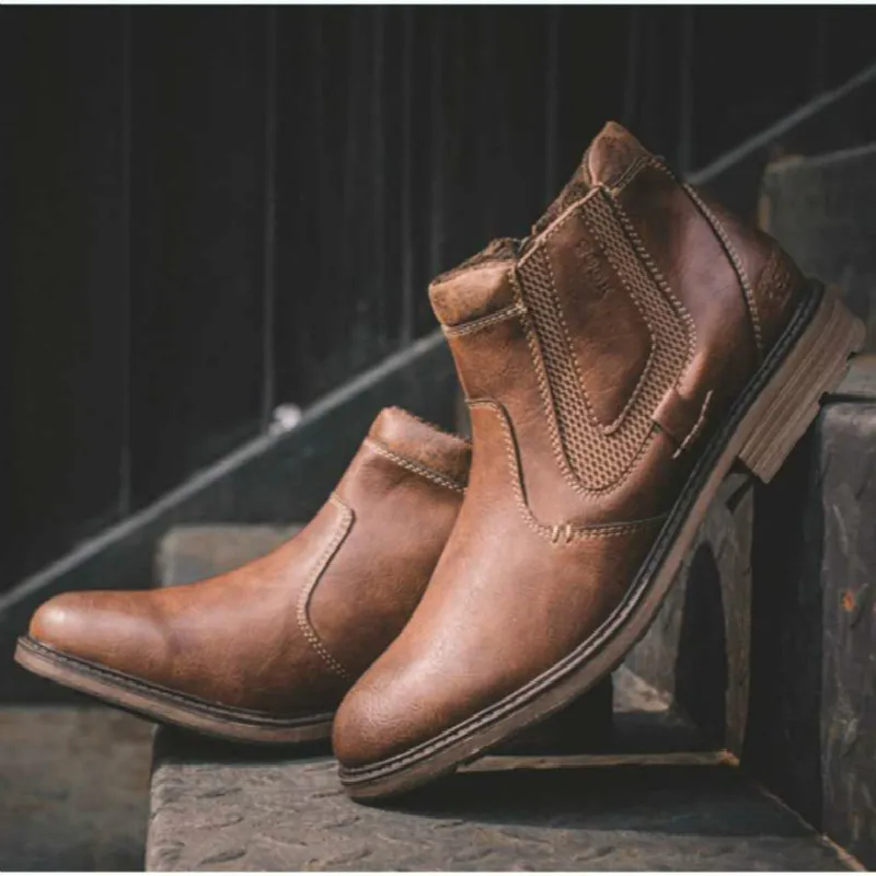 

Men Martin Boots Autumn Winter Leather Chelsea Boots Men Ankle Boots High-Hot Boots Men Vogue Zipper Non-slip Winter Boots