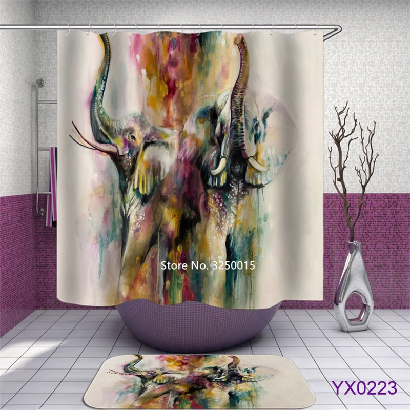 

World Map Wild Animal Elephant Plant Cactus Youth Girl Pink Flamingo Shower Curtain Flag Red Forest Partition Waterproof Curtain